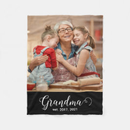 Grandma Established Script Gift Photo Fleece Deken