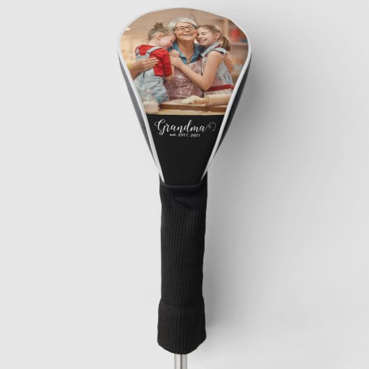 Grandma Established Script Gift Photo Golfheadcover (Voorkant)