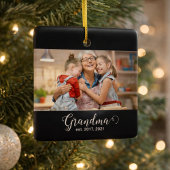 Grandma Established Script Gift Photo Keramisch Ornament
