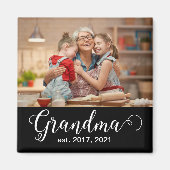 Grandma Established Script Gift Photo Magneet (Voorkant)