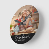 Grandma Established Script Gift Photo Ronde Klok (Hoek)