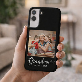 Grandma Established Script Gift Photo Samsung Galaxy Hoesje