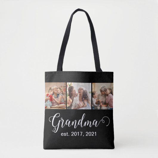 Grandma Established Script Gift Photo Tote Bag (Voorkant)