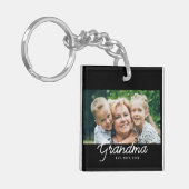 Grandma Established Script Photo Gift Sleutelhanger (Voorkant Links)