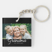 Grandma Established Script Photo Gift Sleutelhanger (Achterkant)