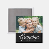 Grandma Established Script Photo Magneet (Voorkant / Achterkant)