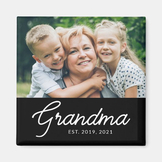 Grandma Established Script Photo Magneet (Voorkant)