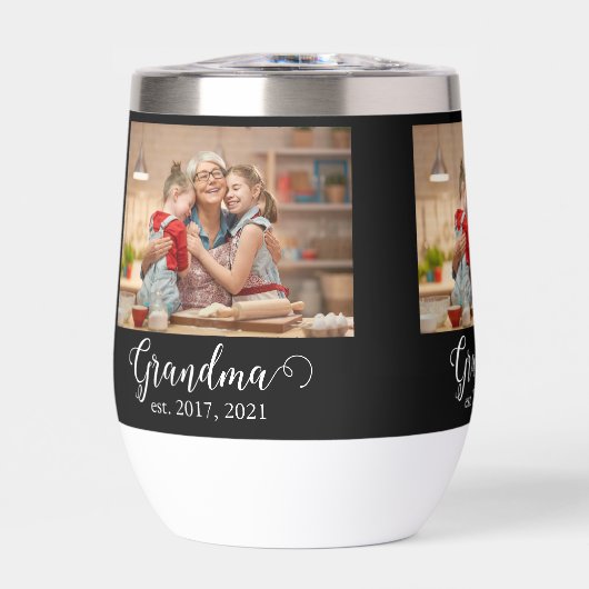 Grandma Established Year Modern White Script Photo (Voorkant)