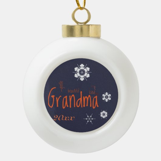 Grandma Evening Snowflakes Word Art Ornament (Voorkant)