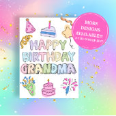 Grandma Fill In The Blank Birthday Coloring Card Kaart