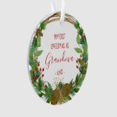 Grandma First Kerstmis Rustic Wreath Baby Foto Ornament (voorkant)
