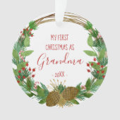 Grandma First Kerstmis Rustic Wreath Baby Foto Ornament (voorkant)