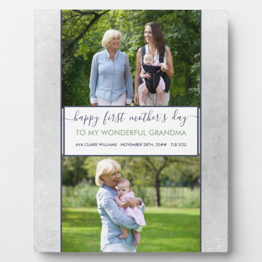 Grandma First Moederdag - 2 Foto gepersonaliseerd Fotoplaat (Voorkant)