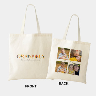 Grandma Floral Custom Photo Shopping Canvas tas