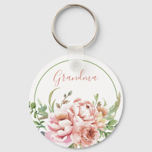 Grandma Floral Persoonlijke Sleutelhanger Bewerk