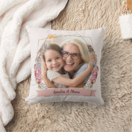 Grandma Gift Foto roze Girly Moederdag Kussen