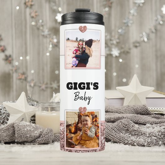 Grandma Gift Gigi Foto Roos Gold Persoonlijk Thermosbeker