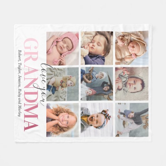 Grandma Gift | Liefde je fotocollage Fleece Deken (Voorkant (Horizontaal))