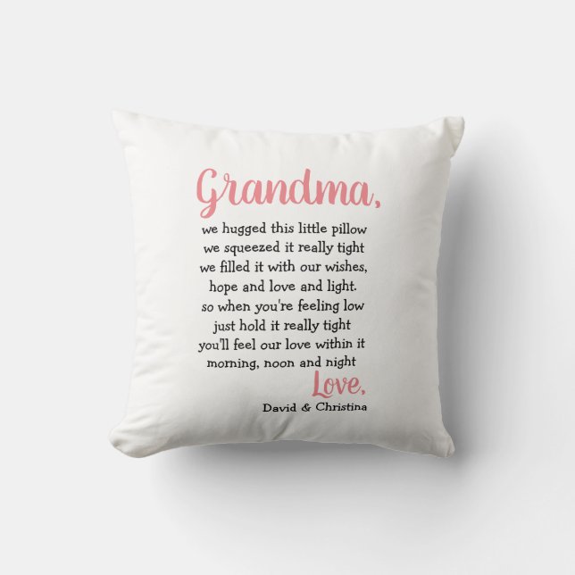 Grandma Gift Pillow Hugs & Kisses Special Pillow Kussen (Voorkant)
