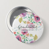 Grandma Gift -  roze roze bloemen - Persoonlijk Ronde Button 7,6 Cm (Voorkant /achterkant)