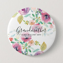 Grandma Gift -  roze roze bloemen - Persoonlijk Ronde Button 7,6 Cm