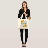 GRANDMA Gifts - Zonnebloem Gepersonaliseerd Grote Tote Bag (Voorkant (model))