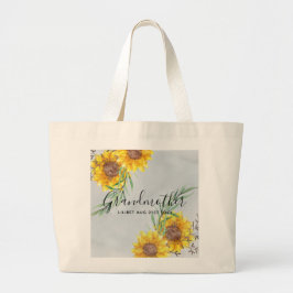 GRANDMA Gifts - Zonnebloem Gepersonaliseerd Grote Tote Bag