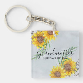 GRANDMA Gifts - Zonnebloem Gepersonaliseerd Sleutelhanger