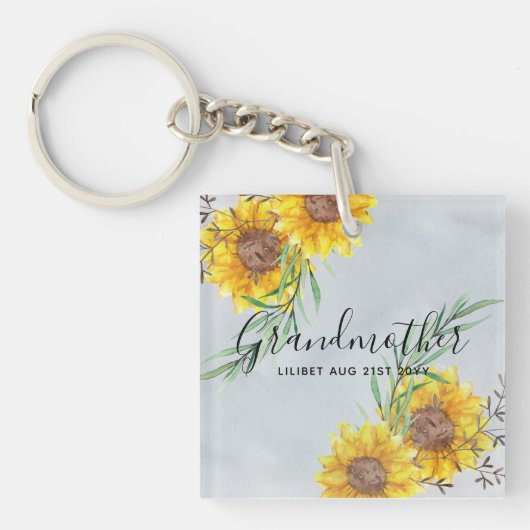 GRANDMA Gifts - Zonnebloem Gepersonaliseerd Sleutelhanger (voorkant)
