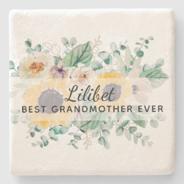 GRANDMA Gifts - Zonnebloem Gepersonaliseerd Stenen Onderzetter