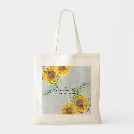 GRANDMA Gifts - Zonnebloem Gepersonaliseerd Tote Bag (Voorkant)