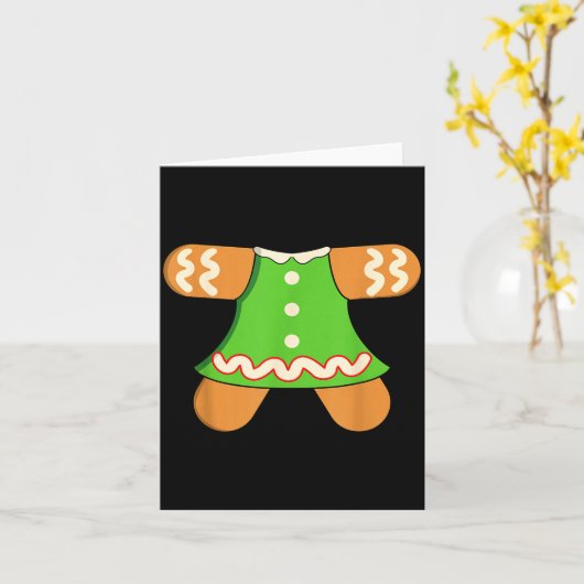 Grandma Gingerbread Man Costume Matching Christmas Kaart (Gele Bloem)