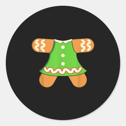 Grandma Gingerbread Man Costume Matching Christmas Ronde Sticker (Voorkant)