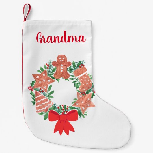 Grandma Gingerbrood Cookie Kerstmis Kleine Kerstsok (Voorkant)