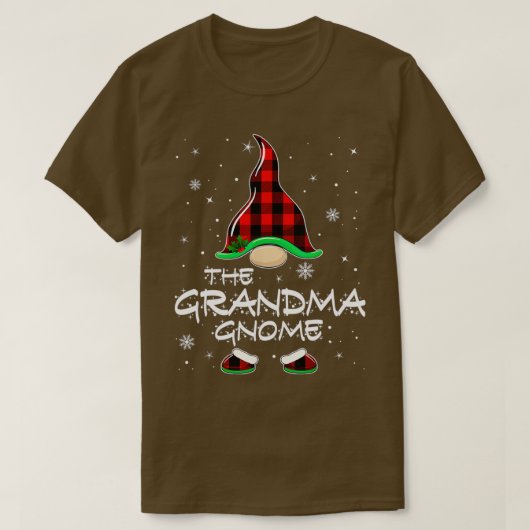 Grandma Gnome Buffalo Plaid Matching Family Christ T-shirt (Design voorkant)
