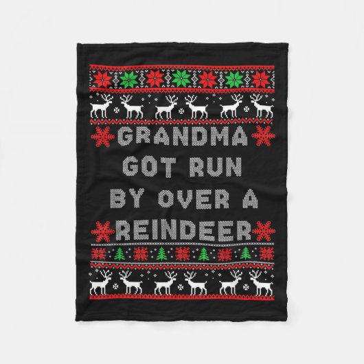 Grandma Got Run Over By A Reindeer Ugly Costume Fu Fleece Deken (Voorkant)