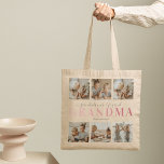 Grandma Grandchildren Family Photo Collage Tote Bag<br><div class="desc">De gepersonaliseerde oma-canvas tas met een sjabloon van 6 fotocollage van de kleinkinderen,  het gezegde 'kleinkinderen maken het leven groots' in een elegant scriptlettertype,  'GRANDMA' in een  roze gradiëntlettertype,  en hun namen.</div>