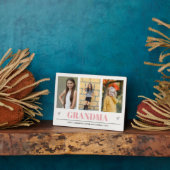GRANDMA Grandchildren NAME 3 Foto roze grijs hart Fotoplaat (Zijkant)