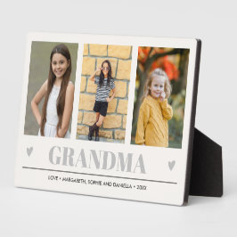 GRANDMA Grandchildren NAMES 3 Foto GRAY HEARTS Fotoplaat