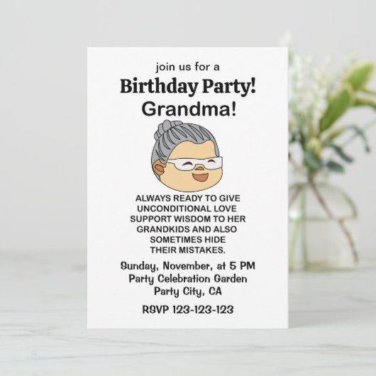 Grandma Grandmother Birthday Party Kaart (Staand voorkant)