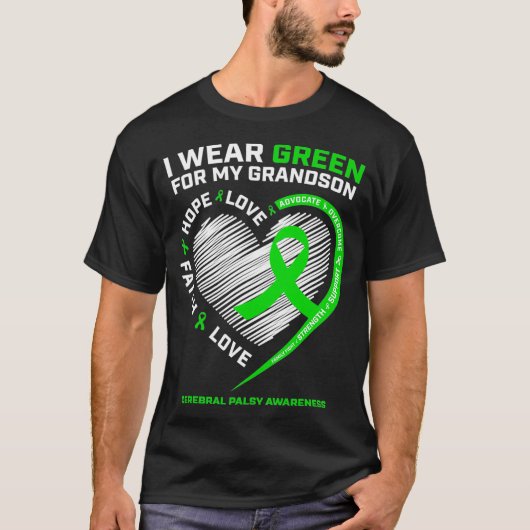 Grandma Grandpa Gift Green Grandson Cerebral T-shirt (Voorkant)