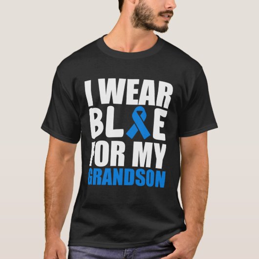 Grandma Grandpa I Wear Blue For My Grandson Autism T-shirt (Voorkant)