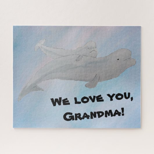 Grandma Grandpa Moeder Baby Beluga Whale Legpuzzel (Horizontaal)