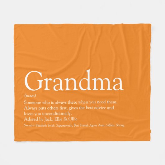 Grandma Granny Definition Orange Modern Fun Fleece Deken (Voorkant (Horizontaal))
