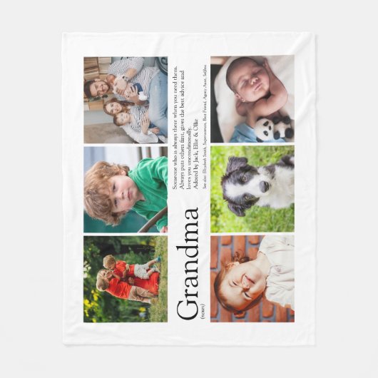 Grandma Granny Definition Photo Collage Fleece Deken (Voorkant)