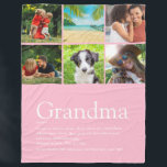 Grandma Granny Definition Photo Collage Pink Fleece Deken<br><div class="desc">Personalize for your special Grandma,  Grandmother,  Granny,  Nan,  Nanny or Abuela to create a unique gift for birthdays,  Christmas,  mother's day or any day you want to show how much she means to you. A perfect way to show her how amazing she is every day. Designed by Thisisnotme©</div>