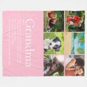 Grandma Granny Definition Photo Collage Pink Fleece Deken (Voorkant (Horizontaal))