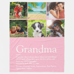 Grandma Granny Definition Photo Collage Pink Fleece Deken