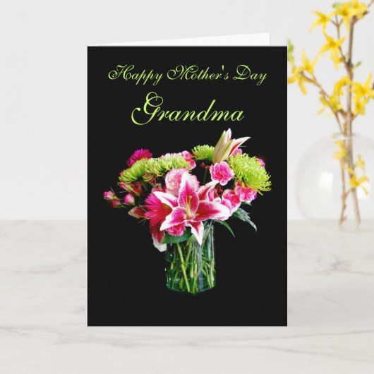 Grandma Happy Moederdag Stargazer Lily Bouquet Kaart (Gele Bloem)