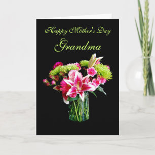 Grandma Happy Moederdag Stargazer Lily Bouquet Kaart